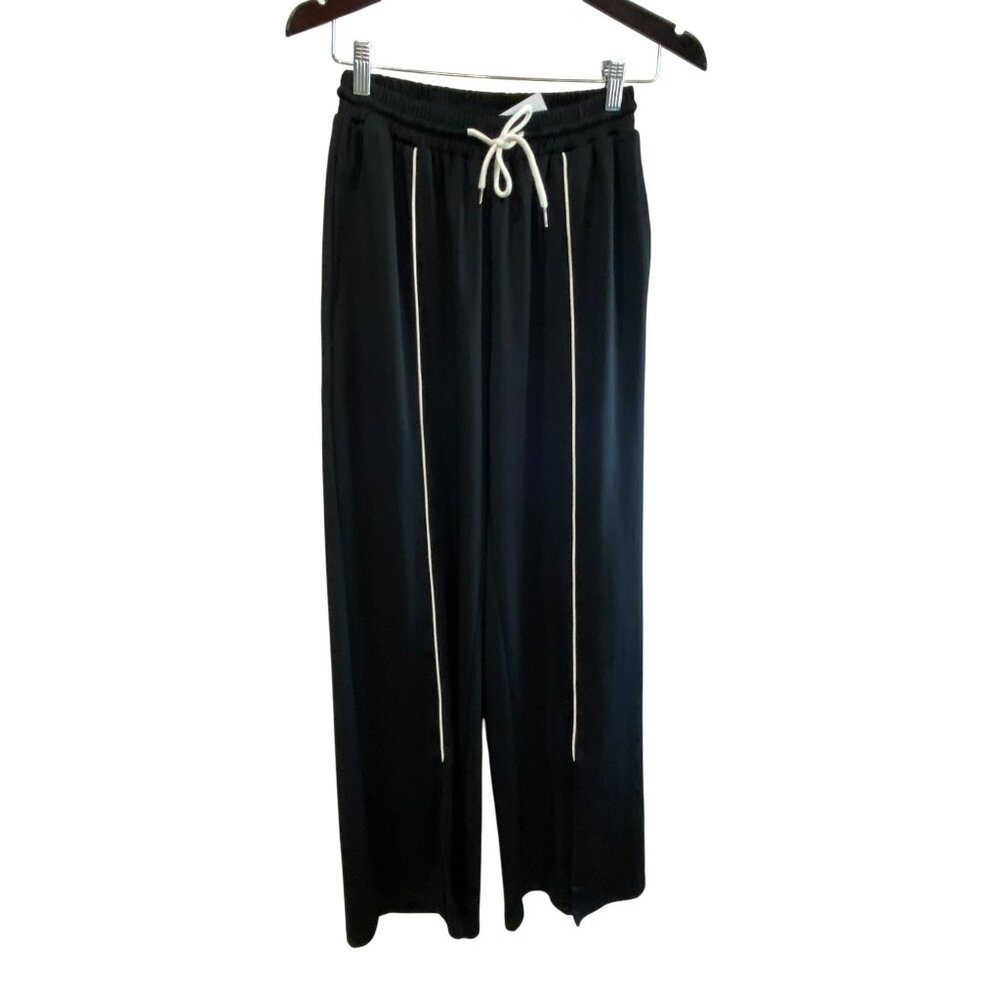 Daisy Street Black Wide-Leg Pants With White Side Trim S/XS